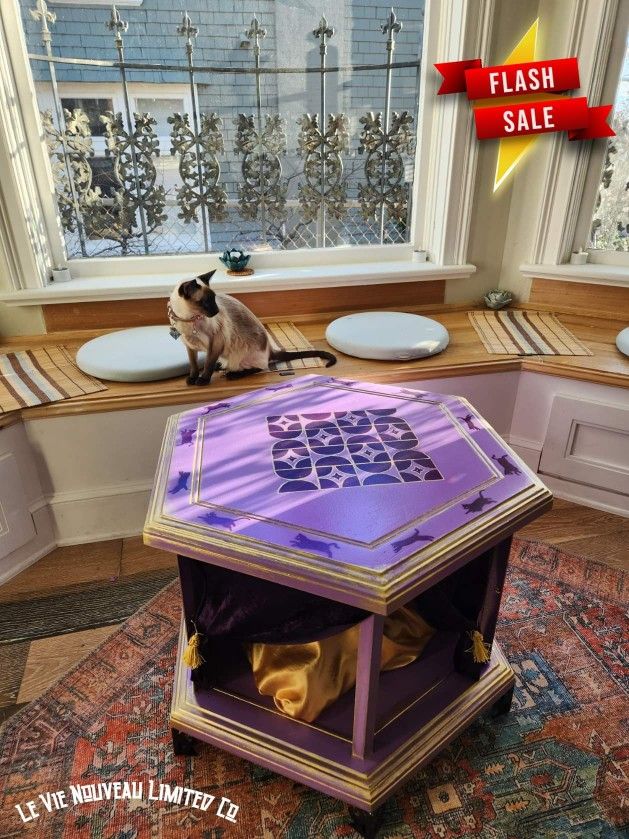 Witchy Cat Bed, Cat House, Cat Gifts, Pet Crate, Pet Kennel, End Table, Vintage
