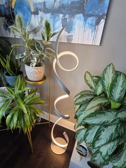 11x59 Modern LED Spiral Floor Lamp Brushed Matte Silver