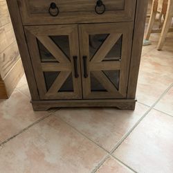 Farmhouse Rustic Cabinet Two Doors One Drawer With Attached Outlet