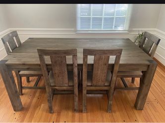 Gray Wood Dining Table with 4 Chairs