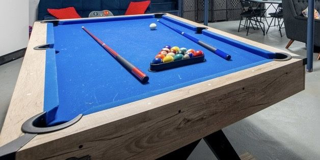 Blue Felt Pool Table 2 Sticks & Pool Balls Included
