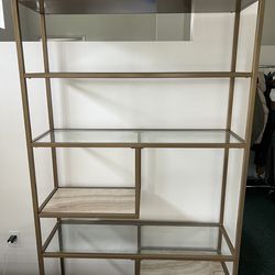 Wayfair Bookcase / Bookshelf Gold and Glass