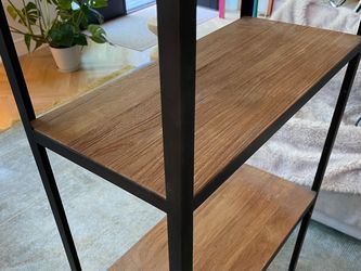 2 Crate& Barrel Knox  Black Trim and Walnut Tall Open Storage Bookshelf