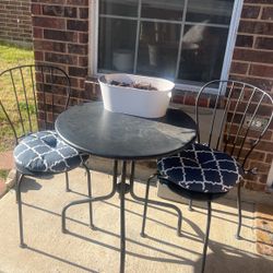 Cute Patio Bistro Style Table And 2 Chairs Cushions Included 