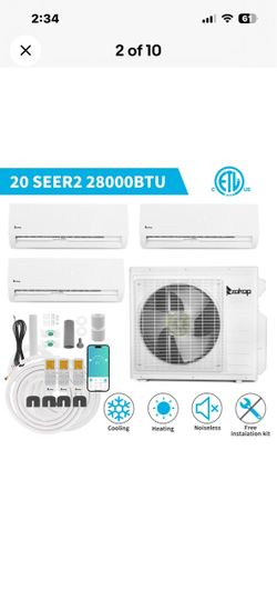 Zokop 28000 BTU 2 zone Ductless mini split Air Conditioner