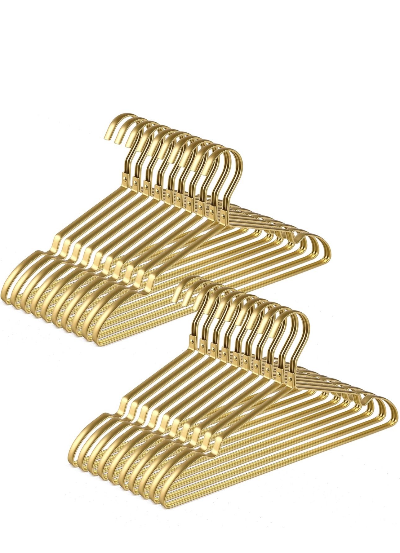 16.5" Elegant Matte Gold Aluminium Coat Suit Hangers 20 Pack, Ultra Light & Durable Metal Clothes Hangers for Jacket Dress Pants Trousers