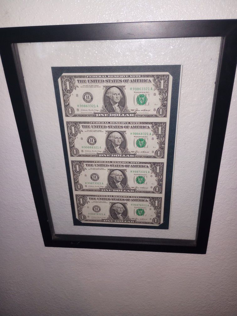 Uncut Sheet Of $1 Bills
