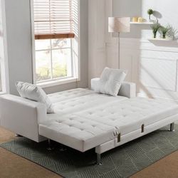 New Sectional / Bed.  White Or Black Leather.  Free Delivery!