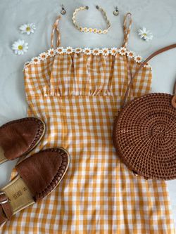 Yellow Gingham Daisy Dress 💛