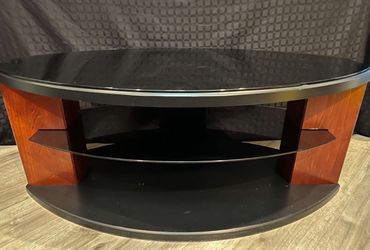 50” Glass-Top and Wood Oval TV Stand