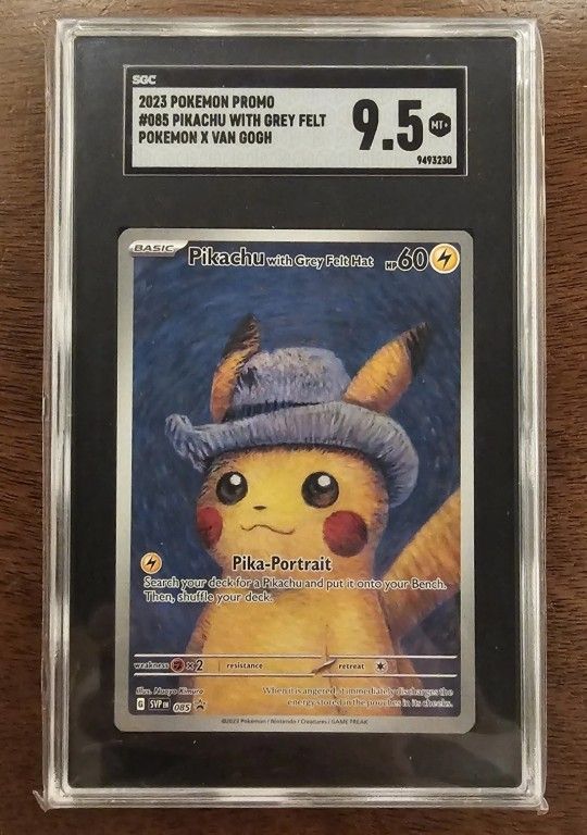 Pokemon Pikachu Van Gogh Grey Felt Card SGC 9.5