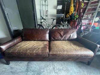 Rustic Pottery Barn Leather Couch