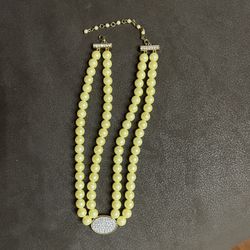  Vintage Avon Marked HS Glass Faux Pearls Double Strand Necklace 
