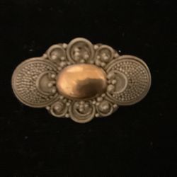 Vintage/Antique Sterling Silver With 14 K gold brooch 