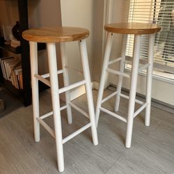 Set of 2 Wooden Stools, 29.5” Height 