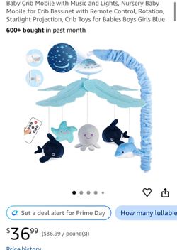 New! Baby Crib Mobile with Music and Lights, Nursery Baby Mobile for Crib Bassinet with Remote Control, Rotation, Starlight Projection, Crib Toys for 