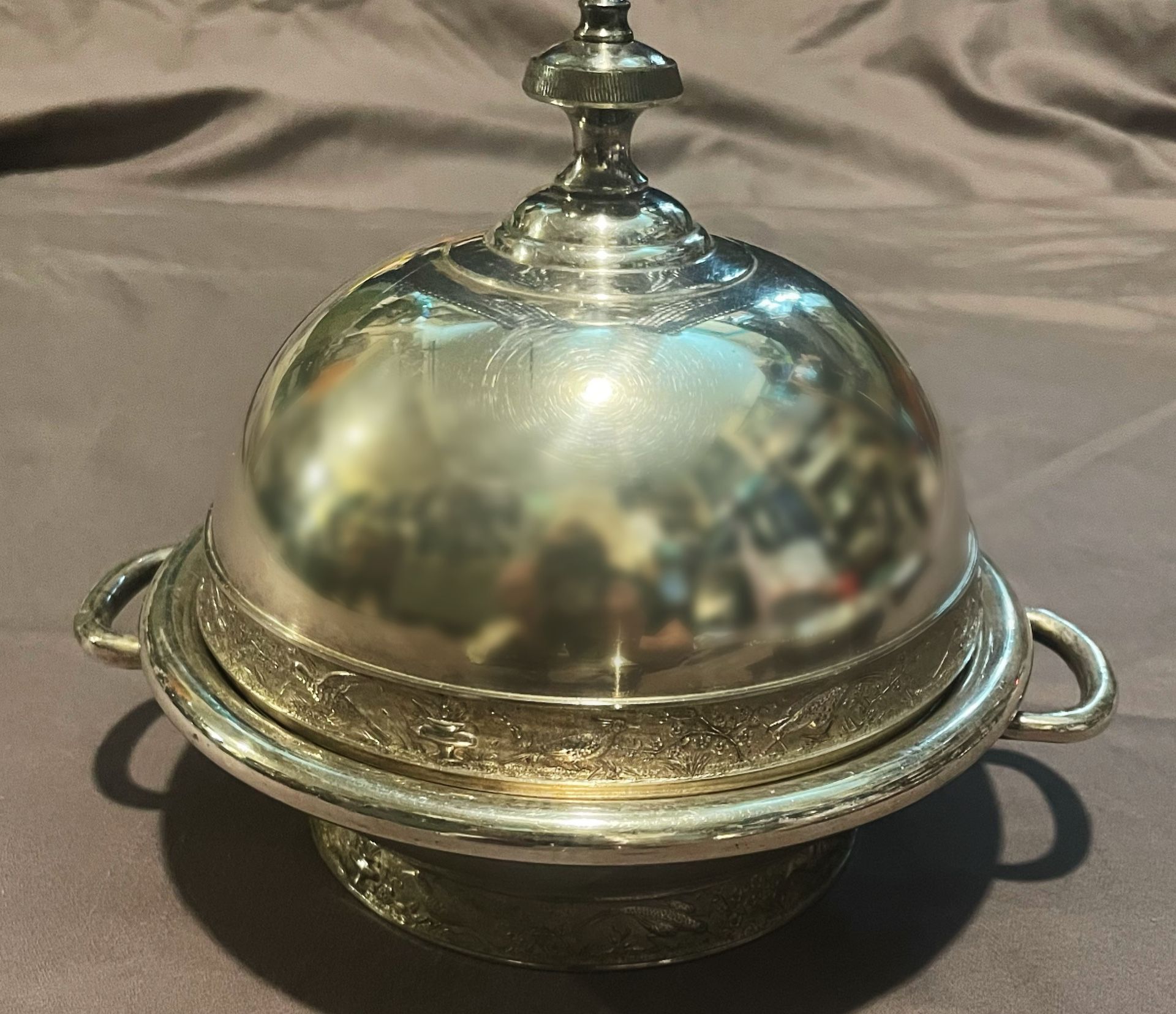 Antique Silverplate 3 Piece Covered Butter Dish