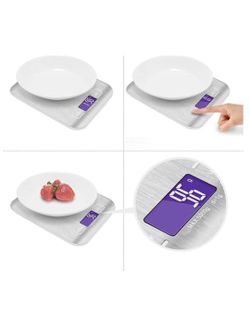 💰1⃣️0⃣️ Digital Kitchen Food Scale Stainless Steel Multifunction Food Scales,with LCD Display for Cooking - Silver