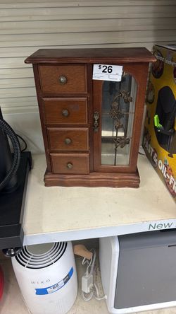 Wooden Jewelry Armoire with Mirror Door