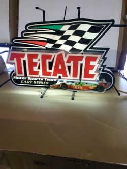 Rare Tecate Motor Sports Team CART Series Lighted Sign