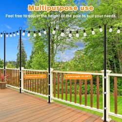 String Light Pole 10 Ft Coated Metal Pole With Fork Outdoor Light Pole With Spikes String Light Holder For Patio Deck Garden Wedding Party Decor – Buy The Best Products In The - View #9