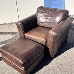 Leather Chair and Ottoman 