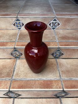 Burgundy Glass Vase 17” Height By 7” Wide… $10