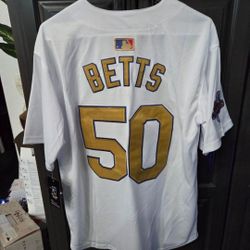 New  Betts Dodgers Champions World Series Gold Edition Jerseys. XL, Only!!With Tags!!