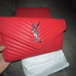 Red Leather YSL Wallet
