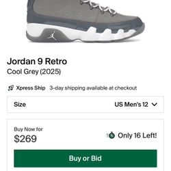 Retro 9 Jordan Cool Grey