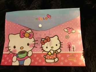 Hello Kitty Plastic Snap Envelope Folder great for organizing papers new