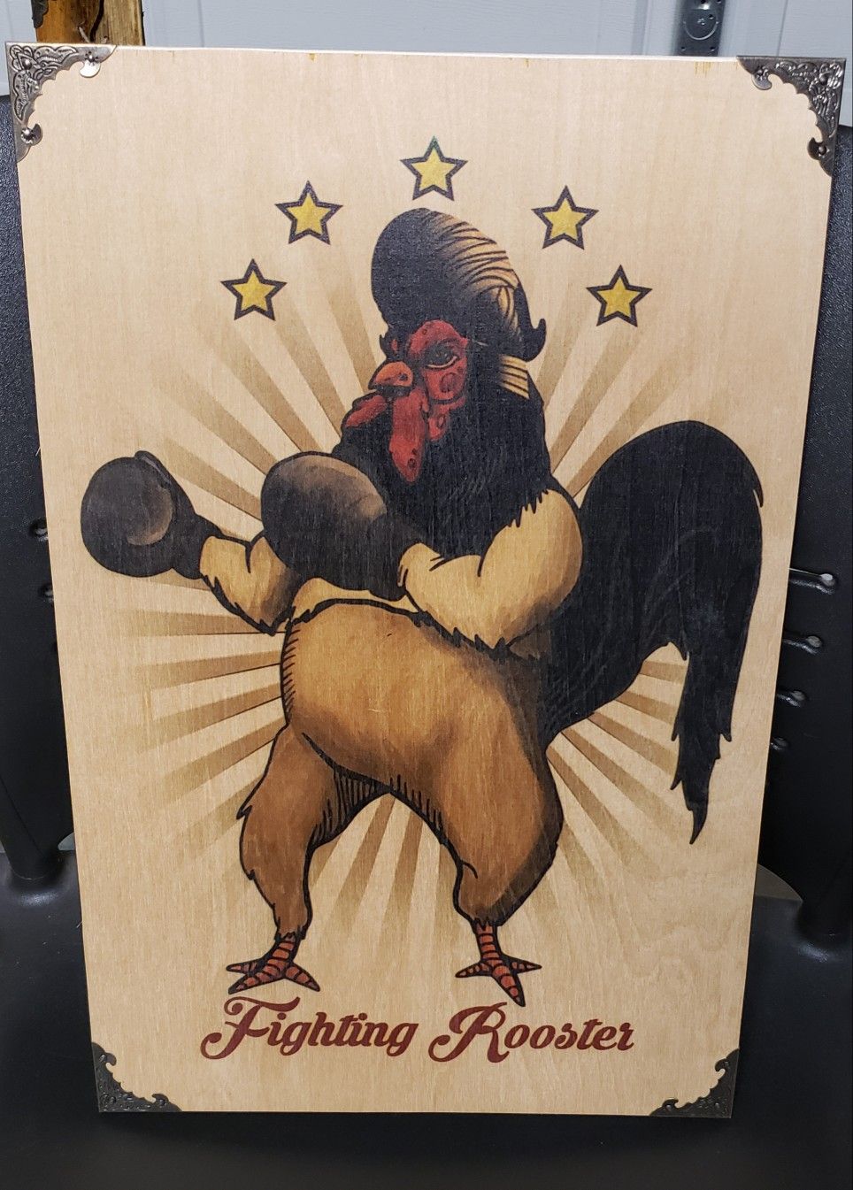 18" x 12" Rockabilly Boxing Rooster Frame