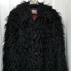 Womens Vintage Faux Fur Coat L