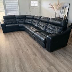 Dark Leather Electric Reclining Sectional