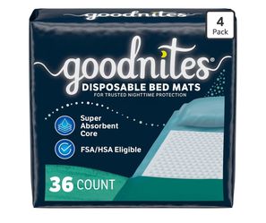 🛏️ GoodNites Disposable Bed Mats – 36 Count (NEW) 🆕