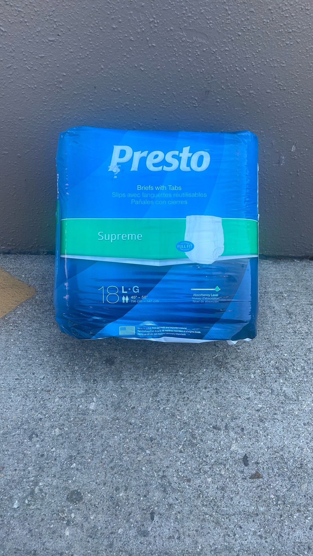 Diapers “presto” Adults $5 Size Large