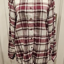 Kuhl Womens 100% Tencel Lexi Button Up Shirt Size Medium Maroon Plaid