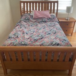 Full size bed frame with spring box