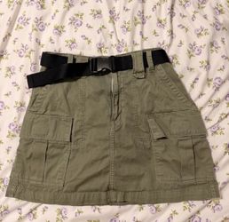 American Eagle Outfitters Olive Green Utility Mini Skirt with Black Belt