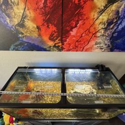 80 gallon fish tank with supplies and cabinet
