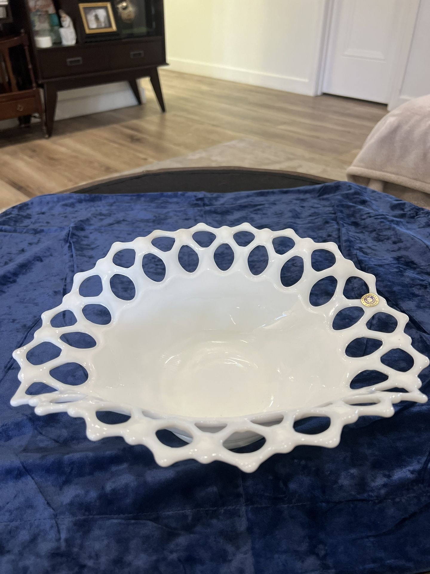 Vintage Westmoreland Milk Glass Laced Fruit Bowl