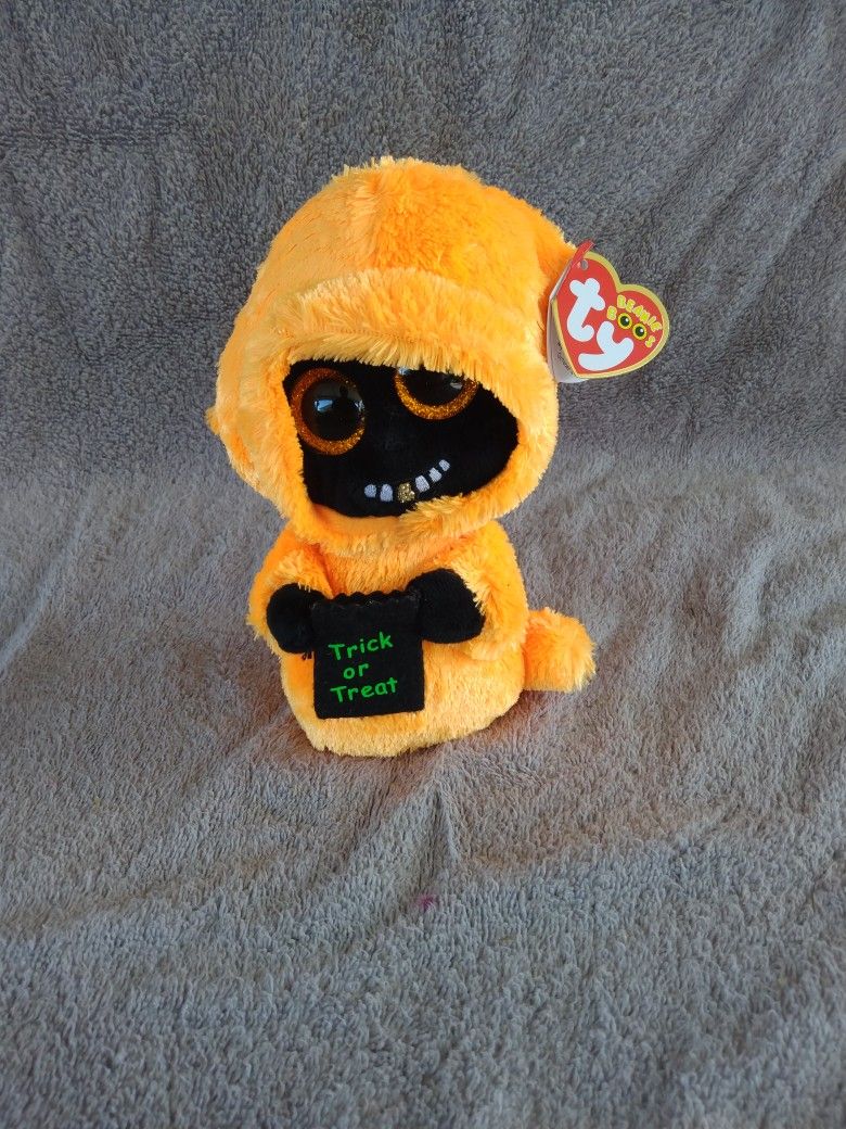 Ty Beanie Boos GRINNER the Halloween Orange Ghoul