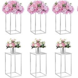 Nuptio Wedding Centerpieces For Tables - 10 Pcs 15.7 Inch Tall Silver Vases For Centerpieces - Flower Stand For Wedding Centerpiece Table Decorations 