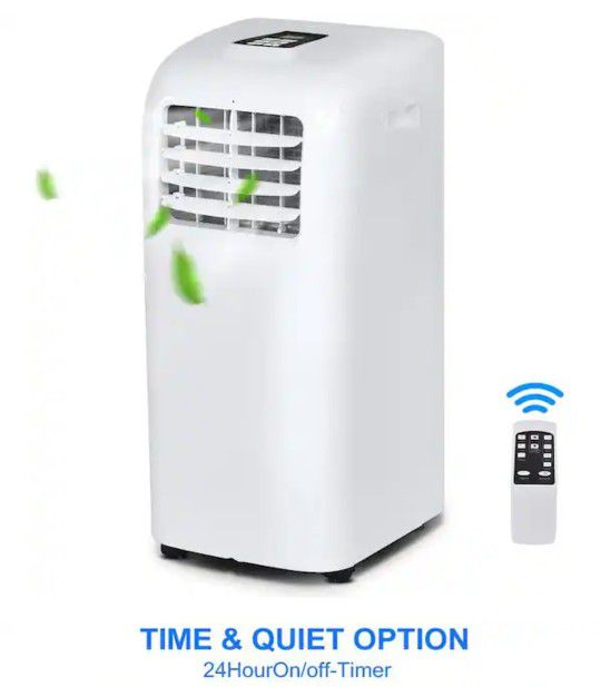 8,000 BTU Portable Air Conditioner Cools 200 Sq. Ft. with Dehumidifier and Remote Control in White