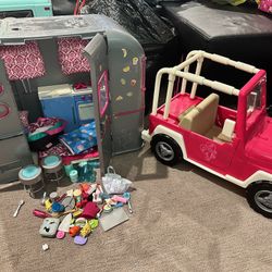 Our Generation RV Camper Travel Trailer and Jeep