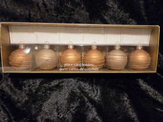 New - Pier 1 Imports Set Of 6 Ball Ornament Tabletop Place Holders With 12 Place Cards