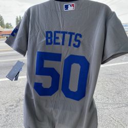 Mookie Betts #50 Men's Los Angeles Dodgers Nike Gray Jersey Small