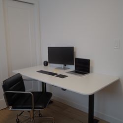 White office stand up desk table height adjustable