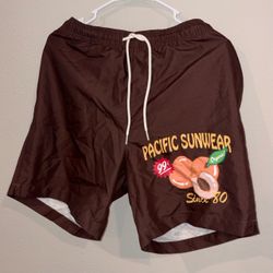 Pacsun Men Swimsuit - LARGE Brown Pacific Sunwear Swim Shorts