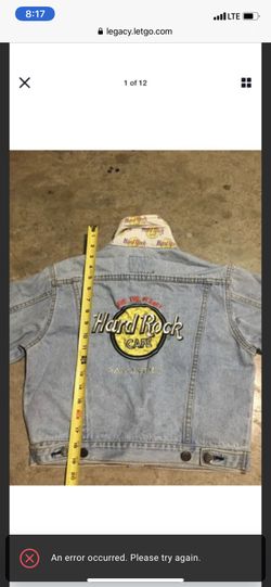 Jean Hard Rock Cafe jacket blue jean jacket San Antonio Texas size 8